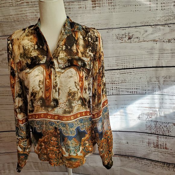 Alberto Makali Size Small Long Sleeve Blouse - Picture 1 of 5